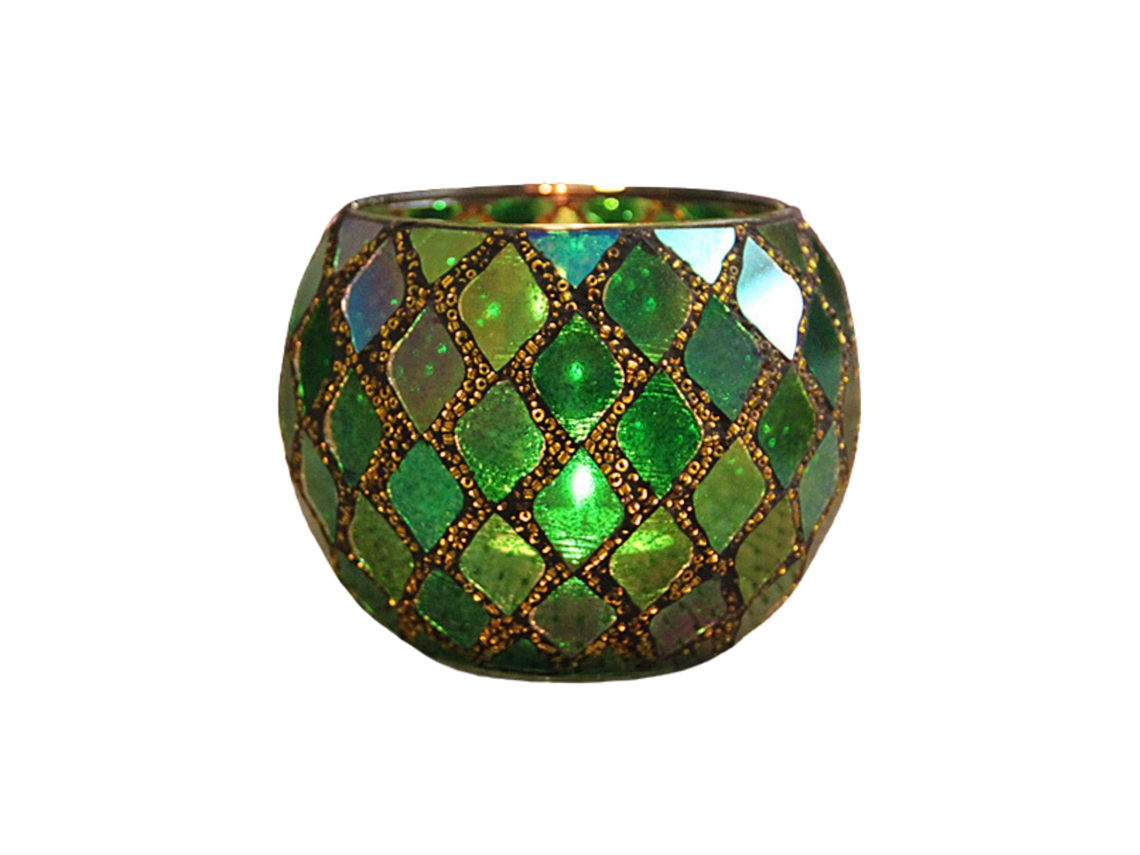 Vasija Mosaico Vidro Multiuso Verde Base 7cm