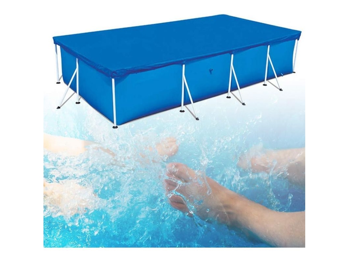 Capa para piscina retangular e redonda, impermeável e resistente aos raios UV, com cordão, feita de poliéster durável.