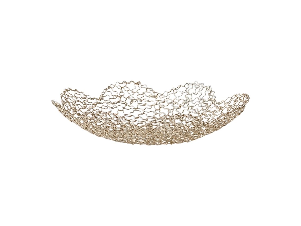 Tigela de Frutas LAXISCREED Oitogonal Dourada Simples