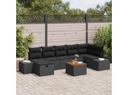 Vidaxl Conjunto De Sofá De Jardim 8 Unid. Preto Vime Pe