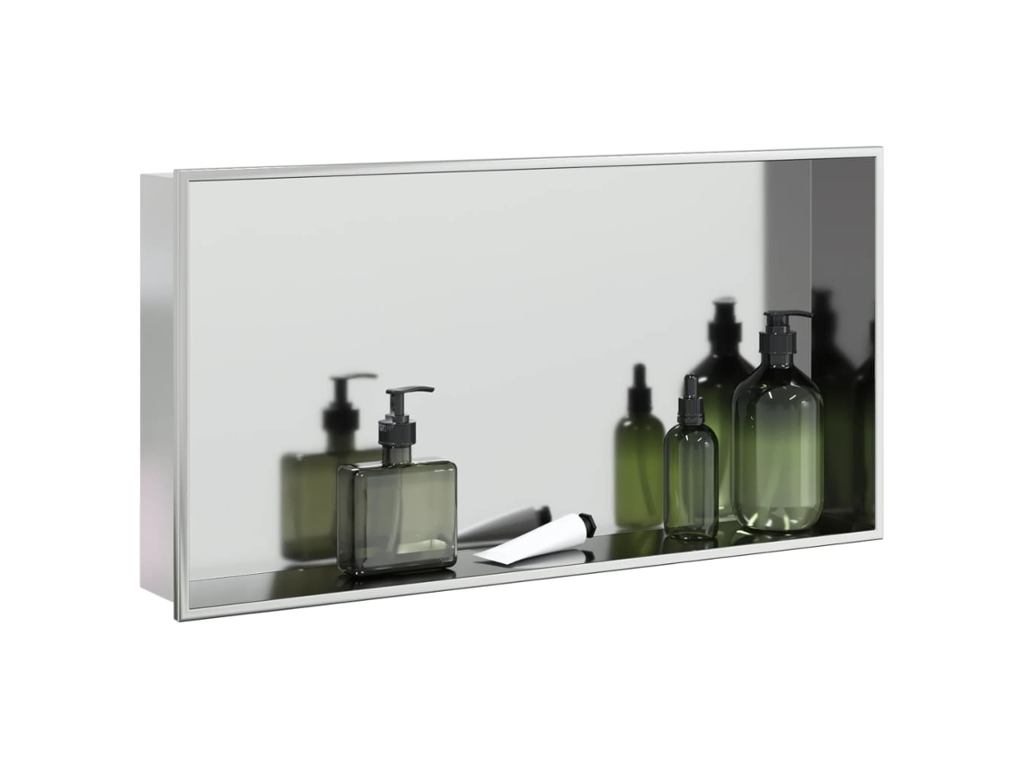 Vidaxl Nicho Parede P/ Duche 62x32x9 Cm Aço Inoxidável Prata Escovada