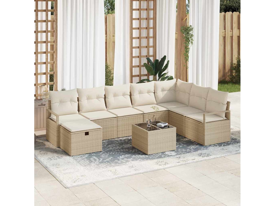 Vidaxl Conjunto De Sofás 9 Unid. 8-número De Lugares Bege E Creme