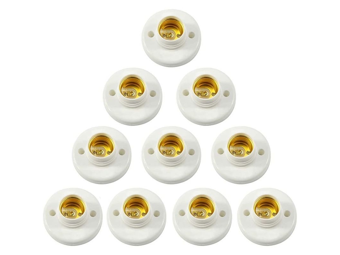 Suporte de Lâmpada E27 de Plástico com Parafuso Base Conversora para Lâmpadas Led 10pcs