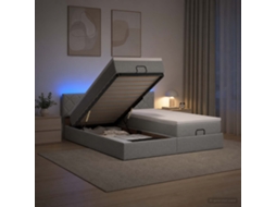 Vidaxl Cama Ottoman Com Colchão E Led Cinzento-claro 200 X 200 Cm