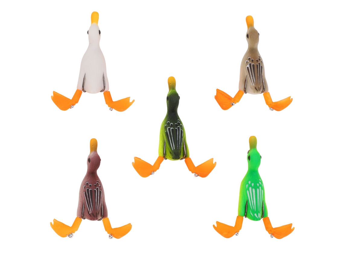 Isca de Pato Flutuante 3d para Pesca com Anzol 5pcs