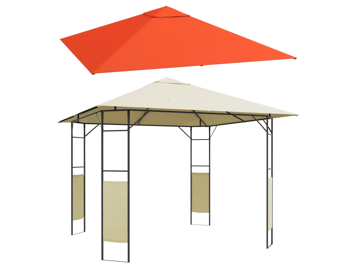 Conjunto De Pérgola Poliéster Cor Creme Branco 297x297x260 Cm Outsunny