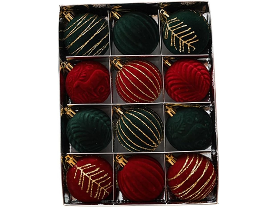 Conjunto de 12 bolas de 6 cm para decoração de árvores de Natal, ideais para casamentos e festas.