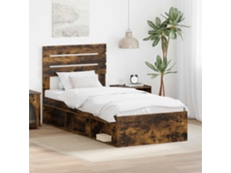 Vidaxl Estrutura Da Cama Com Cabeceira Carvalho Defumado 90 X 190 Cm