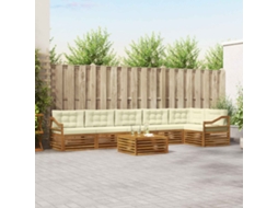 Vidaxl Conjunto De Sofás Para Exterior 7 Unid. Natural E Creme
