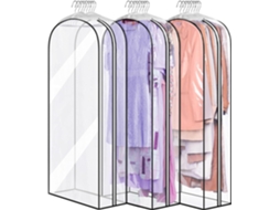 Lurelia Capa Para Roupa, Pack Com 3, Antipoeira, Impermeável, Com Fecho, Para Vestidos, 127 Cm, Transparente