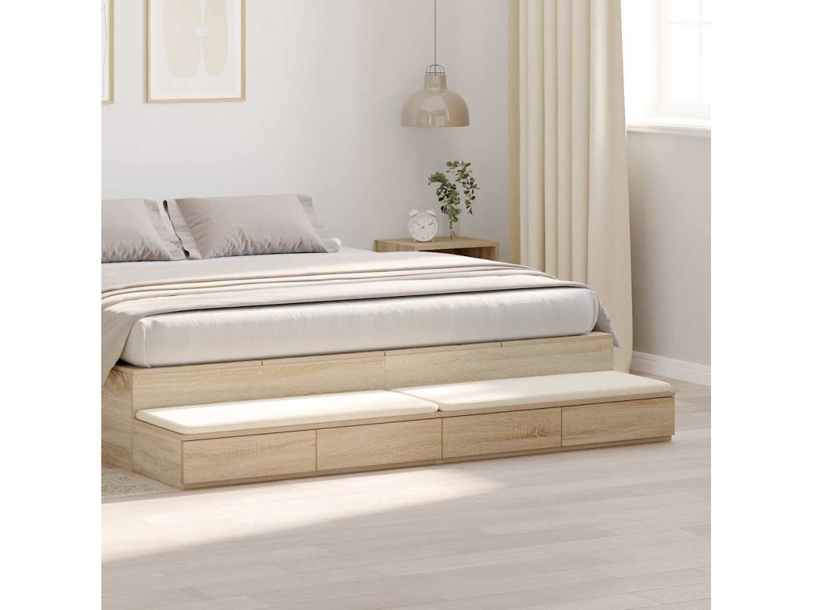 Vidaxl Gavetas De Cama Carvalho Sonoma 180 X 36,5 X 16,5 Cm
