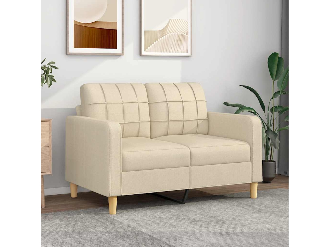 Vidaxl Sofá De 2 Lugares Tecido 120 Cm Cor Creme