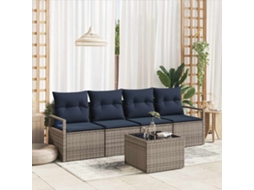 Vidaxl Conjunto De Sofás 5 Unid. 4-número De Lugares Cinza E Azul
