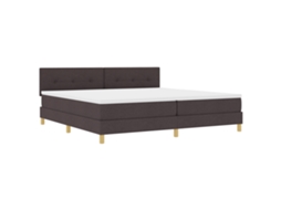 Cama Box  Com Colchão & Led Castanho Escuro Vidaxl Tecido (200x200 Cm)