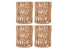 Conjunto de 4 Abajures Retrô Bohemiano de Tecido à Mão RATTAN IMITADO para Lâmpadas de Mesa Piso Parede e Lustres