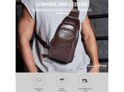 Bolsa Transversal Business de couro, com porta USB, múltiplos bolsos