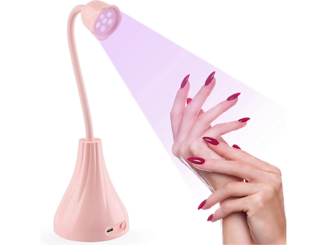 Secador de Unhas com Lâmpada Uv, Mini Portátil Rosa Uv Led Máquina Gel Esma Lte Automático para Vern GOKOCO