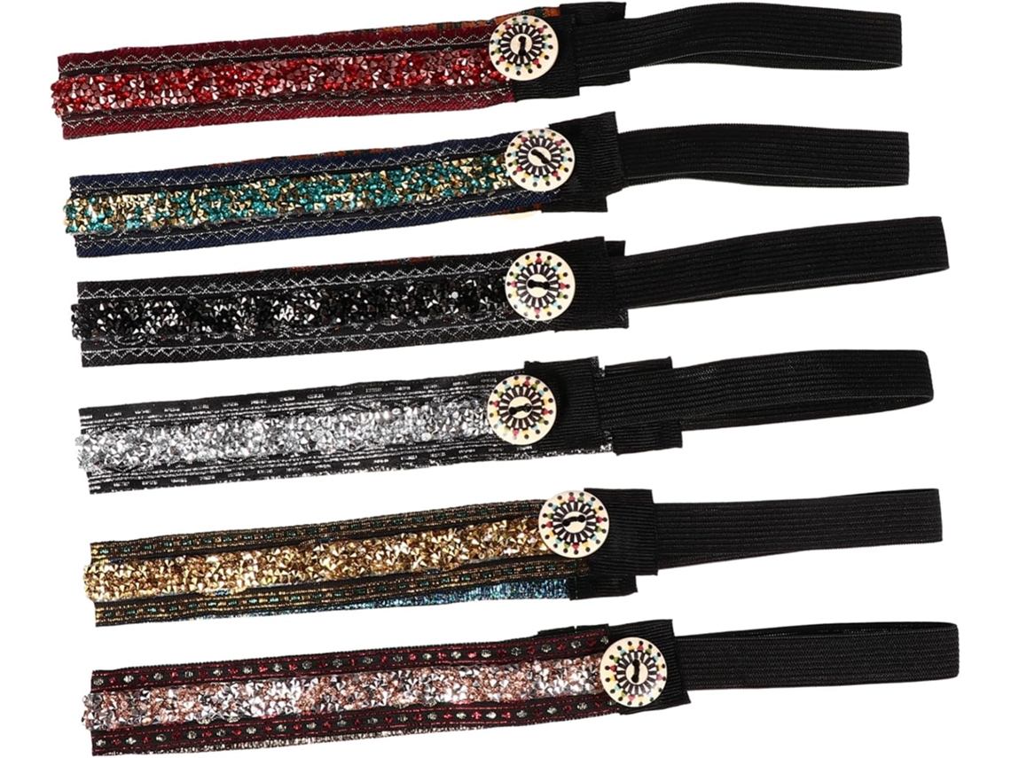 Conjunto De 12 Faixas Elásticas Para Cabeça Com Botões, Acessório De Orelha Para Esportes E Ioga Para Mulheres.
