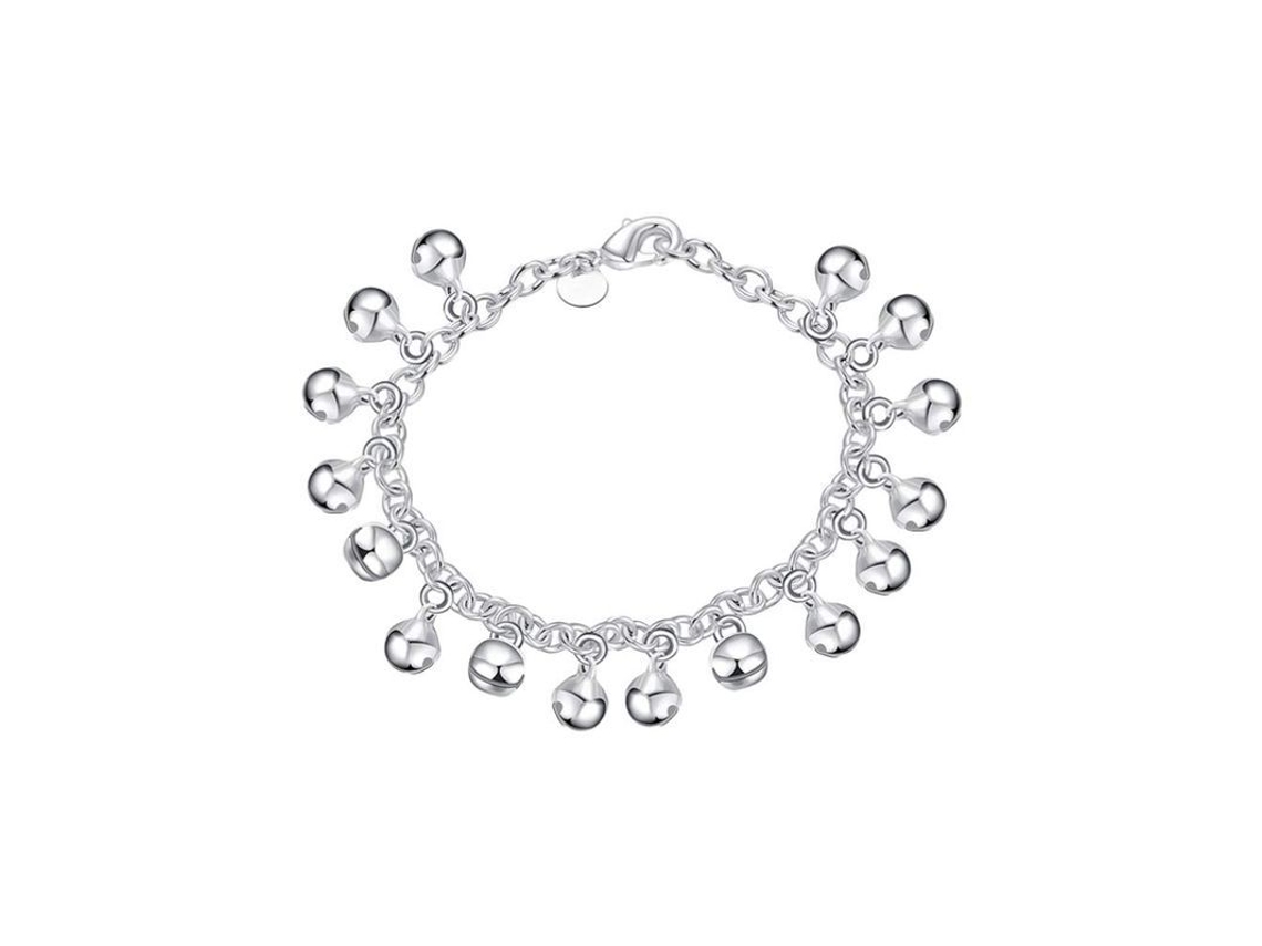 Pulseira de Corrente com Charm de Sino Prateado | S/MARCA