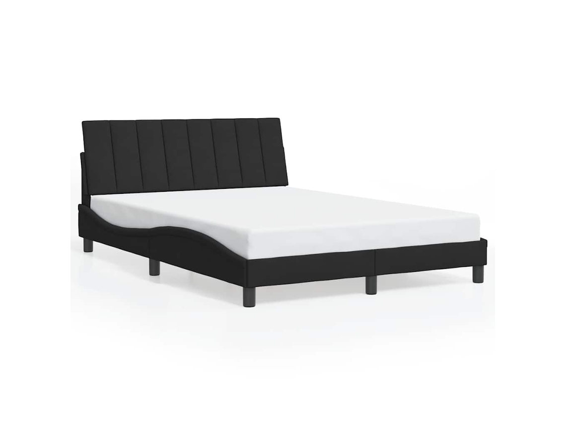 Estrutura de Cama Hanko em Veludo Preto 140x190 cm