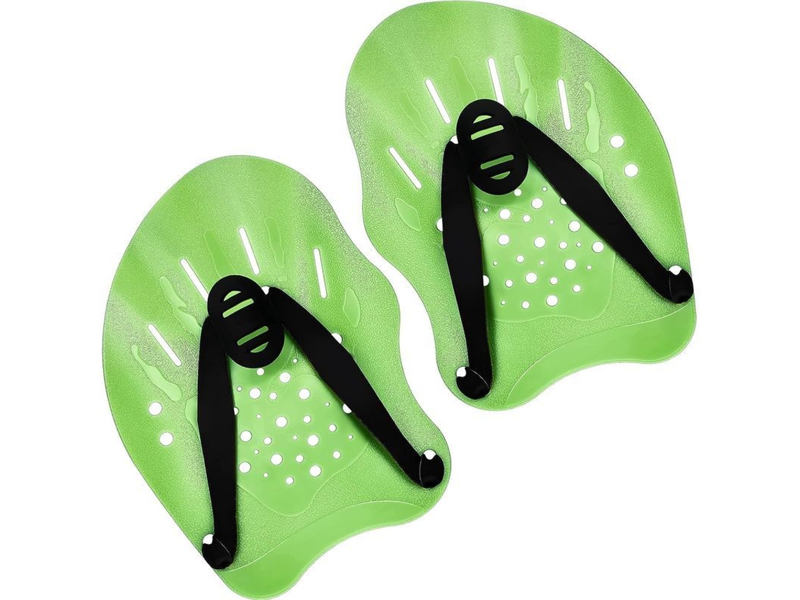 Palmares de natação de silicone com design hidrodinâmico para treinamento, verdes, 1 par
