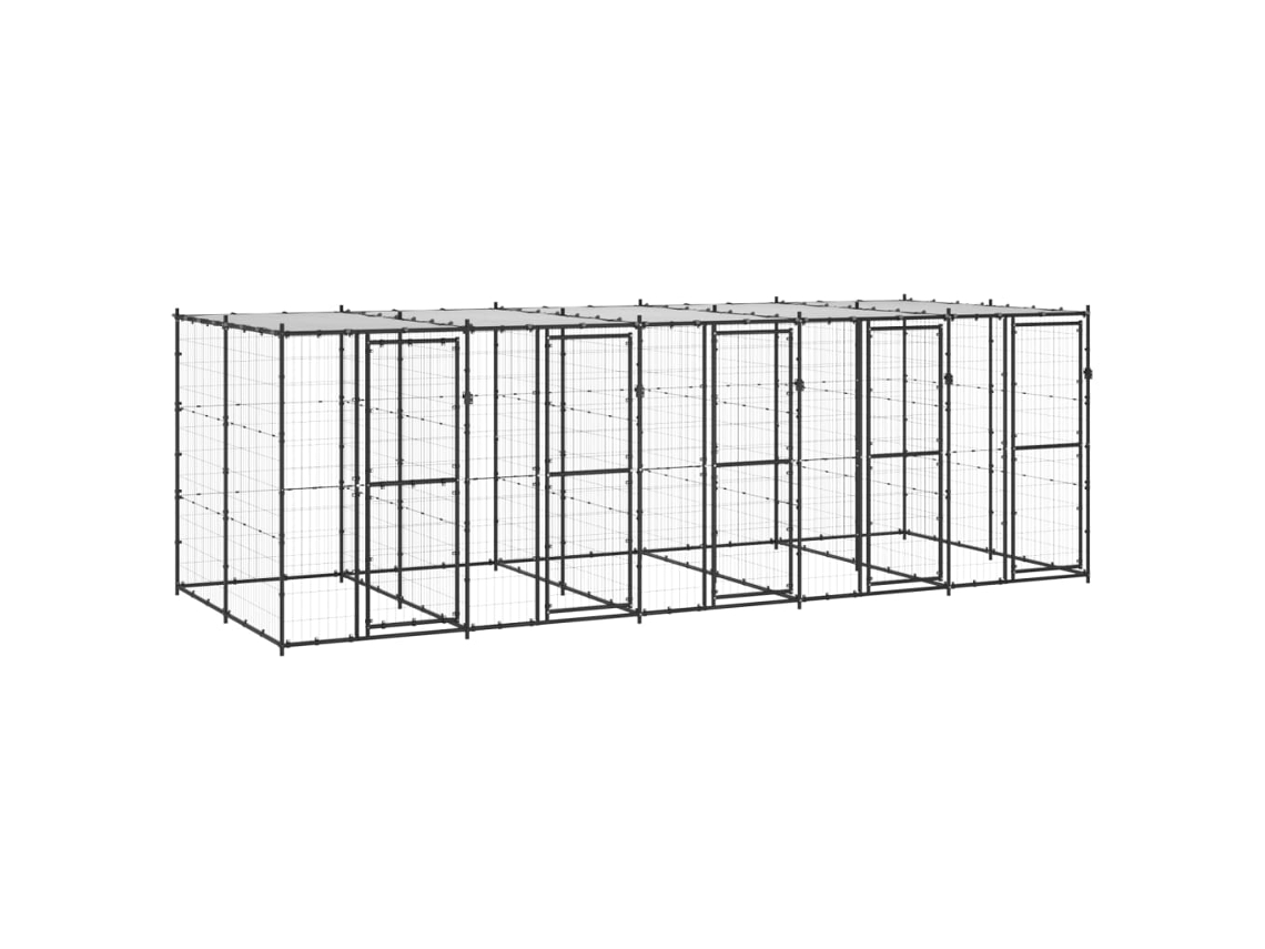 Vidaxl Canil De Exterior Com Telhado 12,1 M² Aço