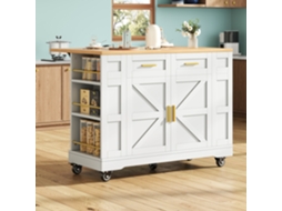 Ilha De Cozinha Moderna Com Mesa De Jantar Multifuncional E Armário Extensível Sini Tech Store