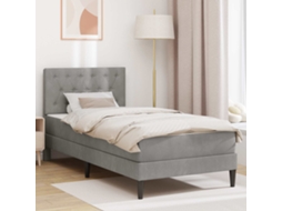 Vidaxl Estrutura De Cama Com Colchão Cinzento-claro 90 X 190 Cm Veludo