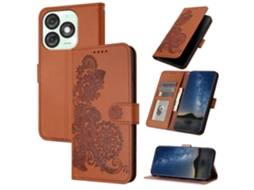 Capa De Celular De Couro Com Estampa De Flor De Datura