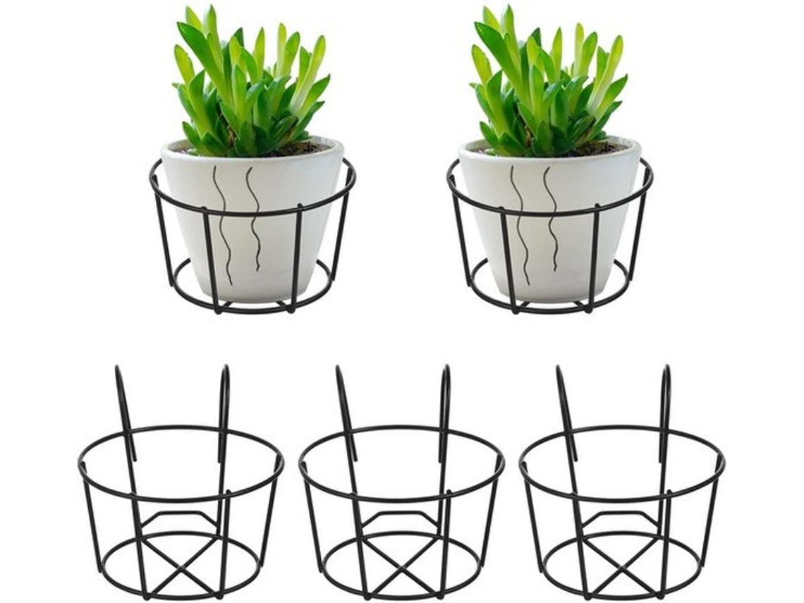 Set De Flores - Conjunto De 5 - Circular - Metal - Para Balaustrada - Preto