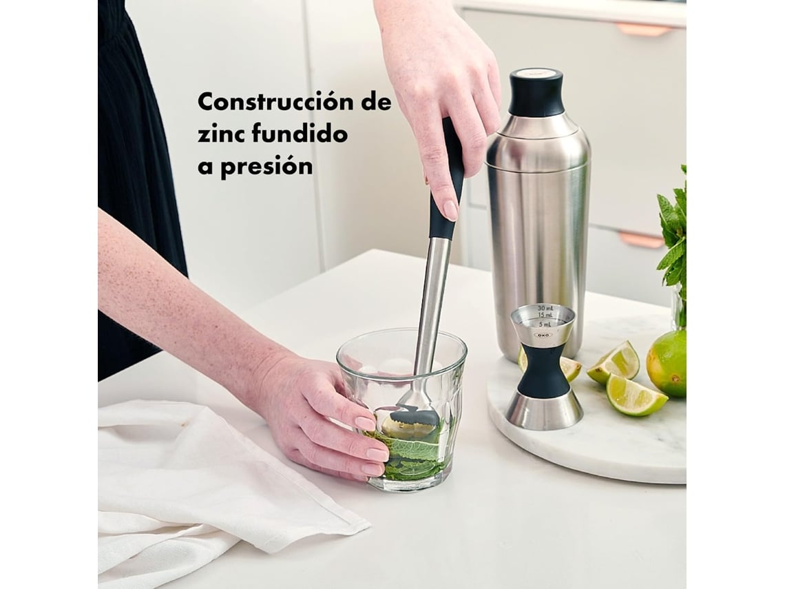 Oxo Muddler Com Cabeçalho De Nailon Em Aço E Pegada Antiderrapante
