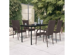 Vidaxl 5 Pcs Conjunto De Jantar Para Jardim Castanho E Preto