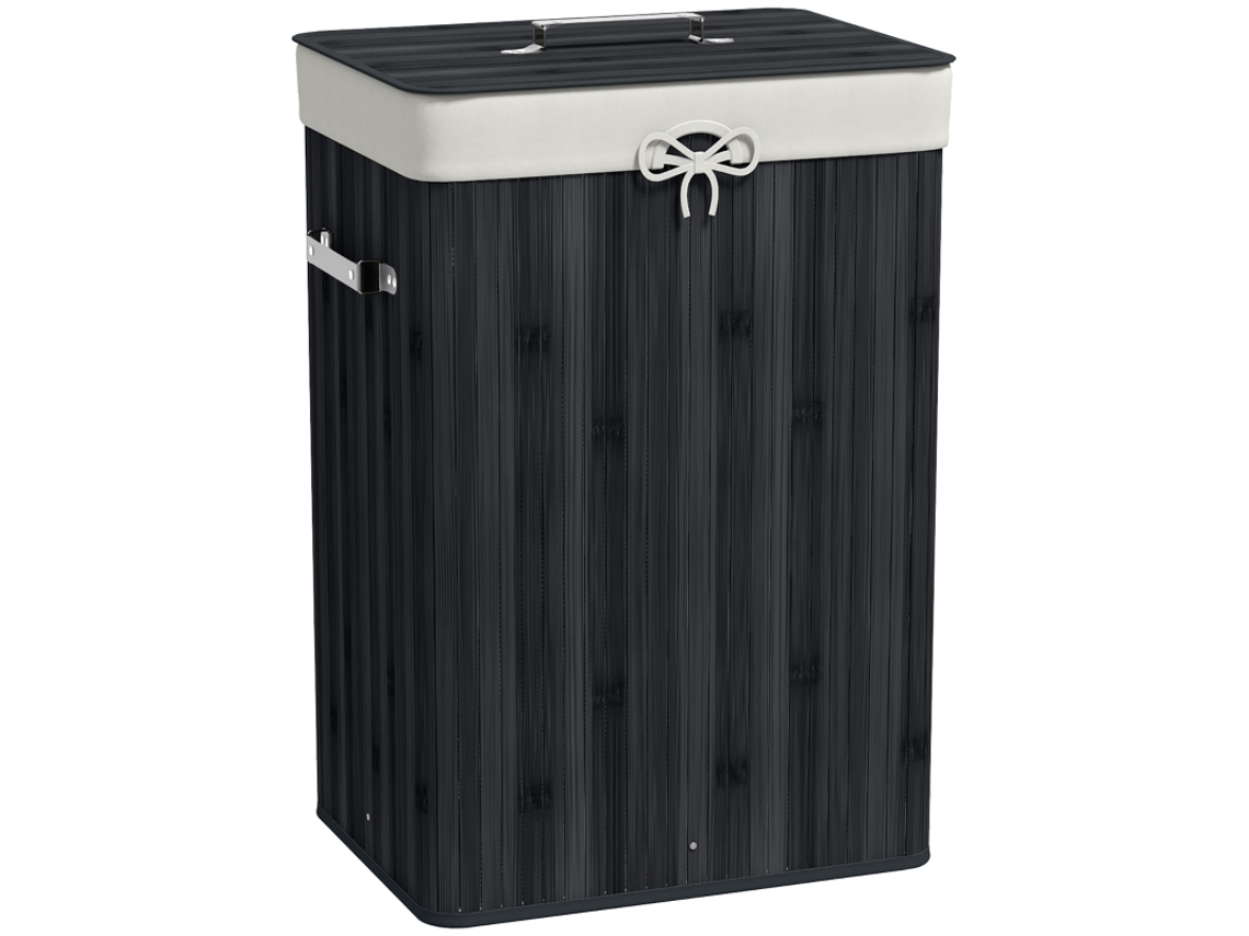 Cesto De Roupas Dobrável Com Tampa Em Tecido,72l Preto,40x30x60 Cm,ideal Para Armazenamento De Roupa E Organização