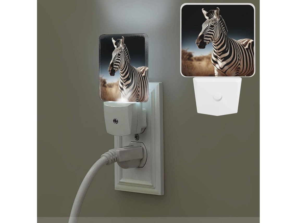 Luminária Noturna Zebra Selvagem, Sensor de Escurecimento Automático, Luz Branca, Luminária Noturna Pequena, Luz
