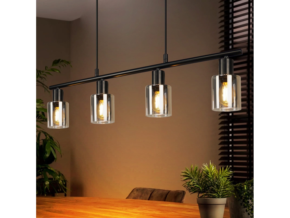 Luminária pendente NETTLIFE para sala de estar com 4 lâmpadas em vidro vintage E14 (lâmpadas não incluídas)