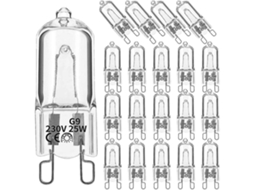 Omni 20 Peças de Lâmpadas Halógenas G9 25w 2800k Branco Quente Reguláveis para Luminárias de Teto e Candelabros