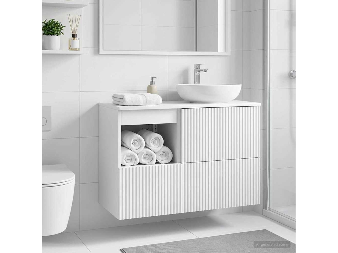 Vidaxl Armário De Banheiro Branco Brilhante 30 X 35 X 50 Cm