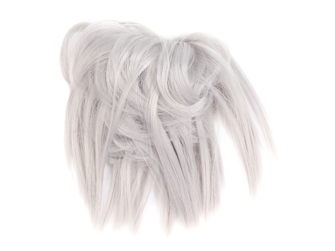 Extension De Moño De Pelo Gris Desordenado Y Fluffy