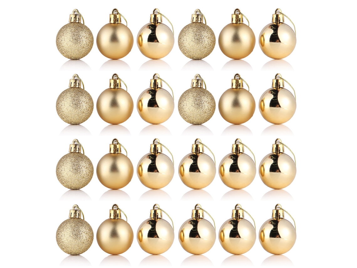 Laxiscreed Pack Com 4 Enfeites De Natal Em Plástico Dourado Para Árvore Decorativa, 4 Cm