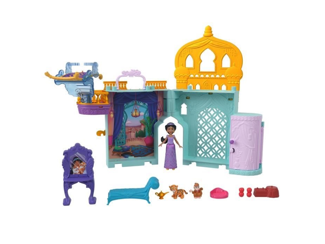 Coffret De Casa De Boneca Palácio Da Jasmine Com Mini Boneca E 2 Animais, Aladdin, Mattel Disney Princess