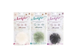 Trio de esponjas Konjac Nature, com argila verde e carvão Aromandise