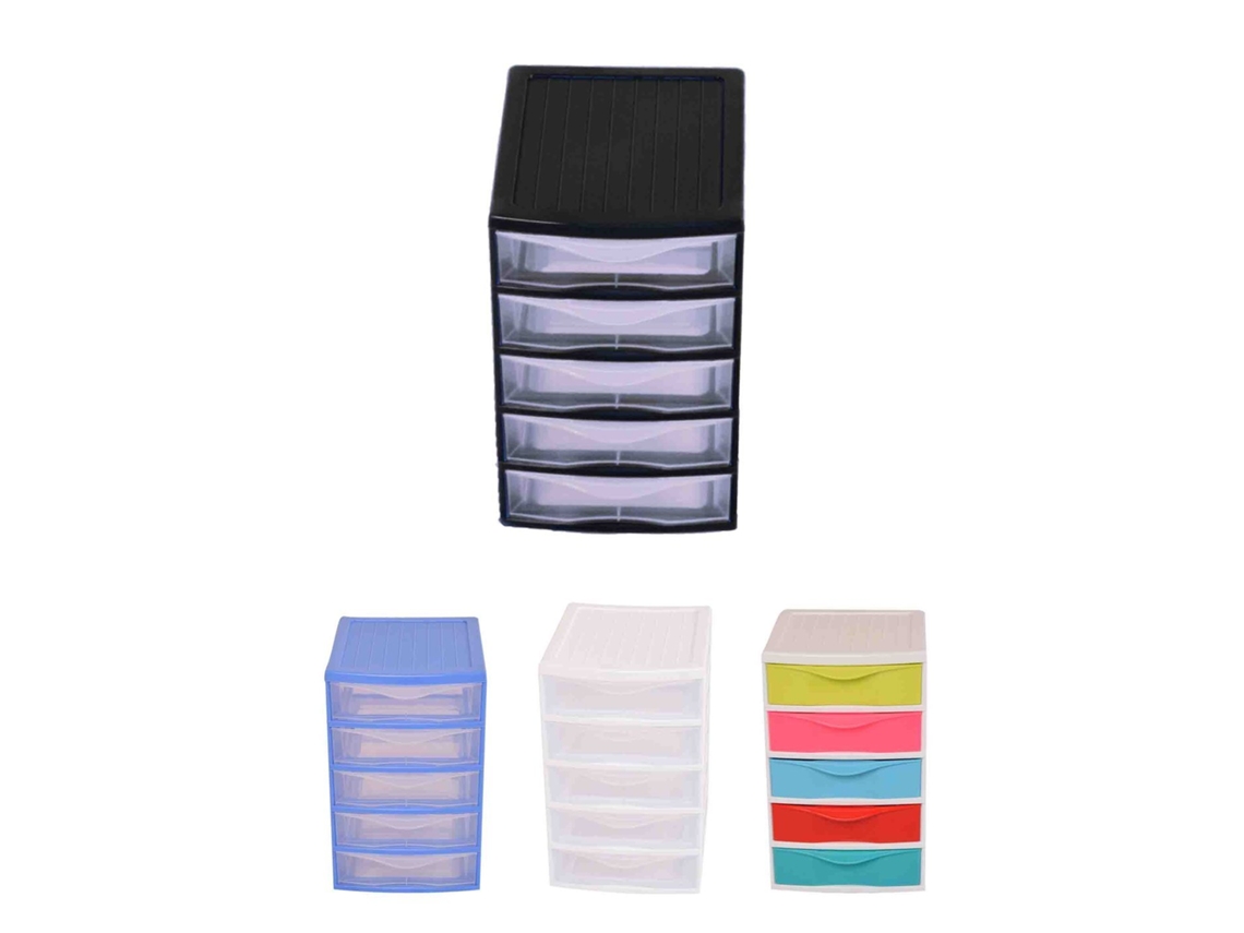 Cajonera Guadiana Multiusos - Torre Sobremesa Organizador Negro 5 Cajones