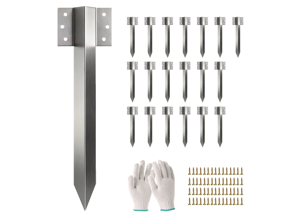 Pacote 20 Estacas Aço Galvanizado Com Parafusos E Luvas 41 Cm
