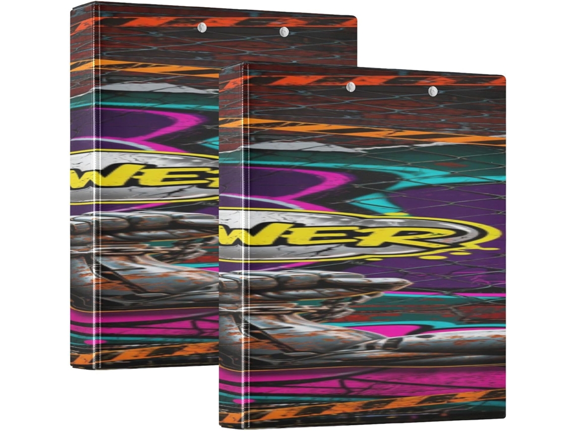 Pasta Graffiti Cool Doodle Power De 1, 5 Polegadas Com Capa De Bolso, Pacote Com 1 2 Pastas Escritório, 200 Folhas