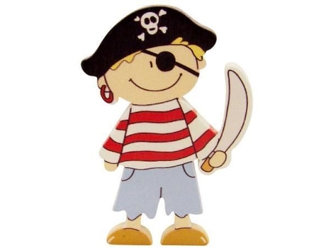 Menino pirata de madeira 5 cm Material madeira Dimensões aproximadamente 5 cm Adesivo