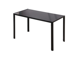 Mesa Sala De Jantar De Cristal Retangular Para 4-6 Pessoas Com Pés De Metal Multifuncional 120x60x75 Cm Preto