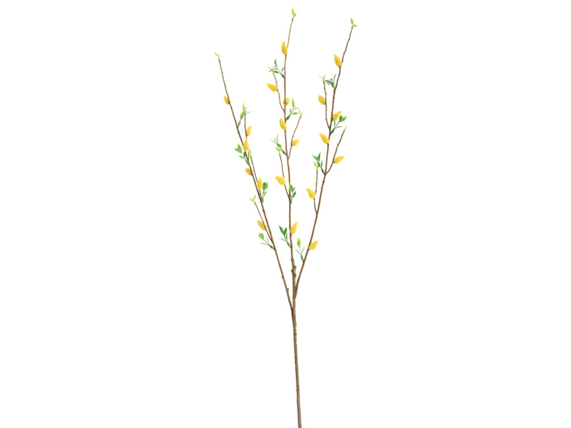 Ramo de flor artificial de camélia amarela para decoração e artesanato S/MARCA