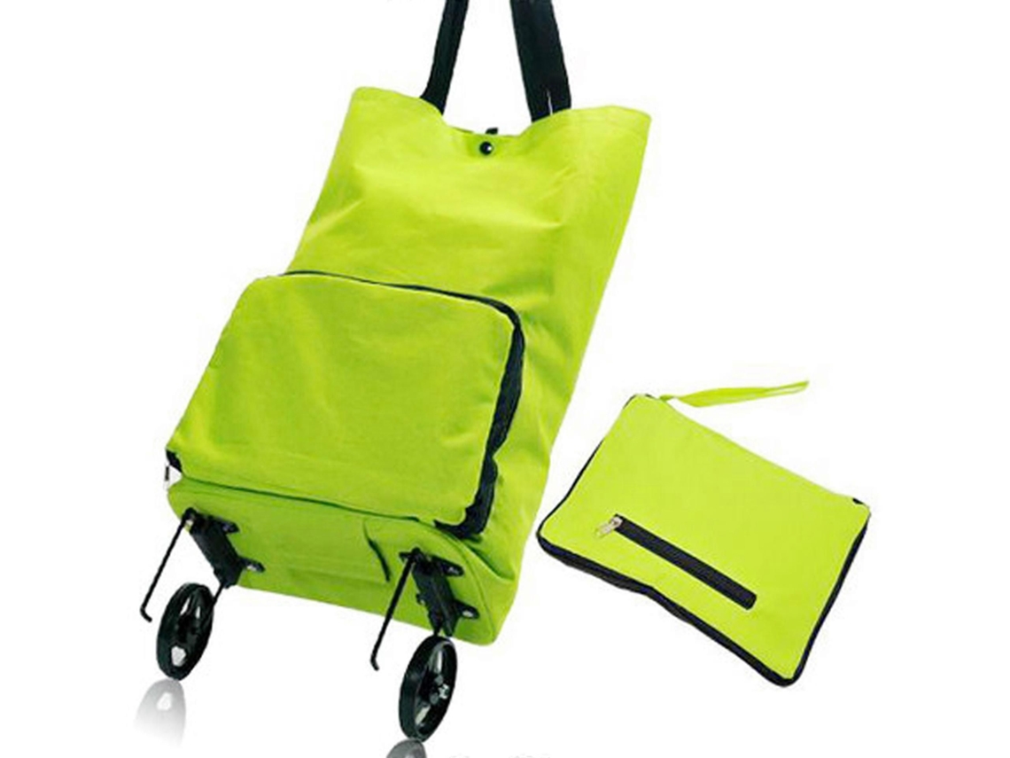 Sacola de Compras Dobrável com Rodinhas, 1 Unidade Verde GOKOCO