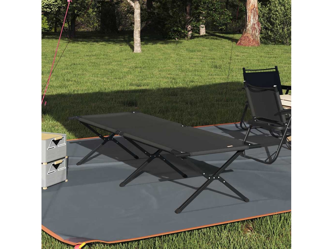 Vidaxl Cama De Camping Dobrável Preto 210 X 80 X 46 Cm Tecido Oxford