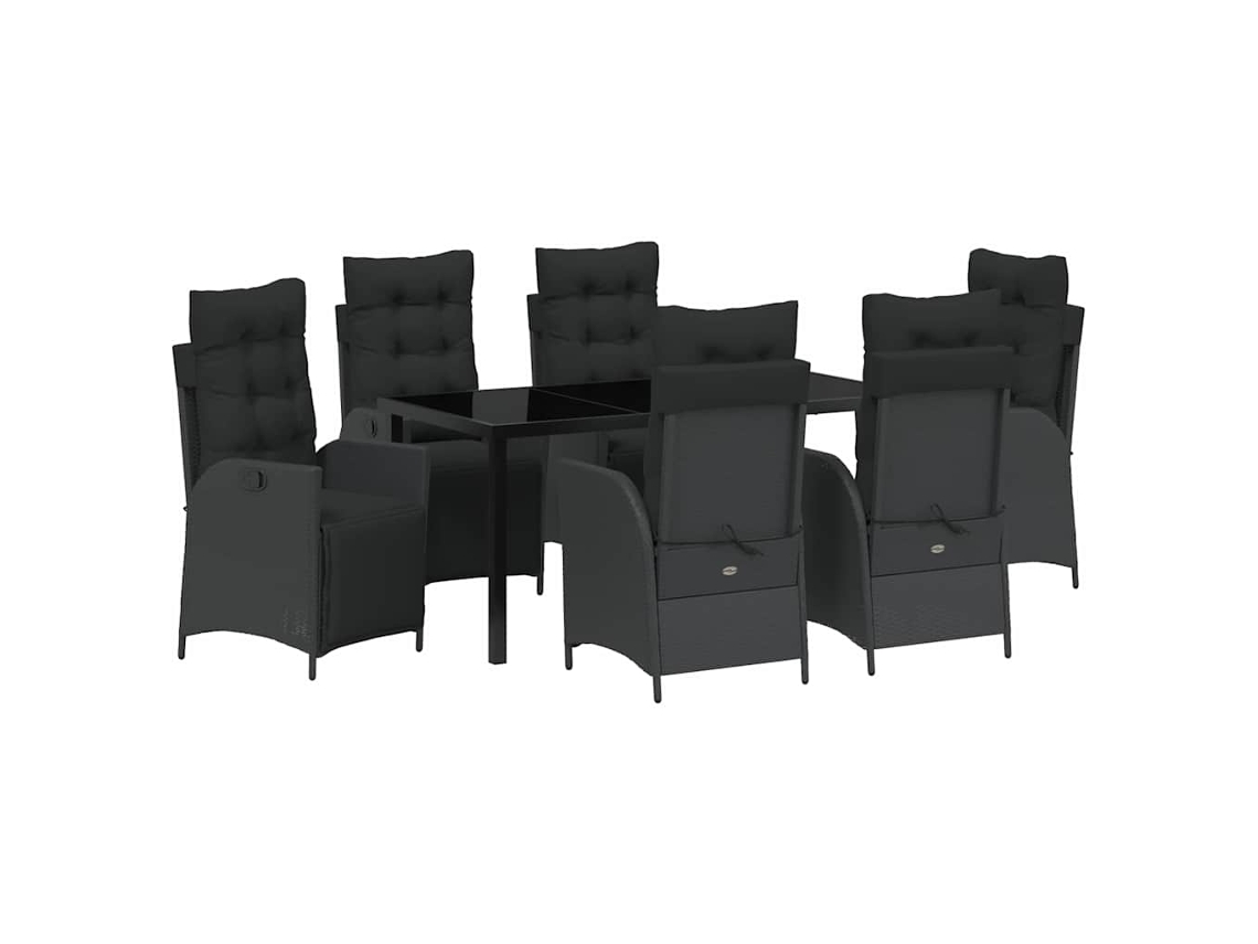 Maison Exclusive - Conjunto De Jantar Para Jardim Com Almofada 7 Pcs Preto Vime Pe